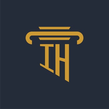 IH initial logo monogram with pillar icon design vector image