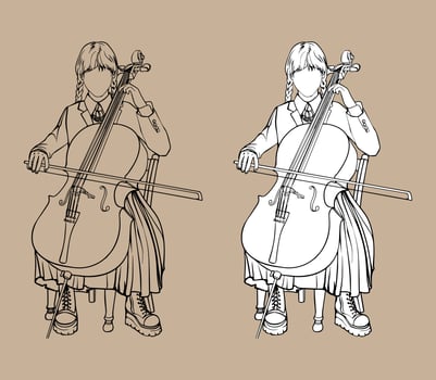 girl with the pigtails plays the cello vector