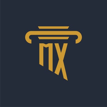 MX initial logo monogram with pillar icon design vector image