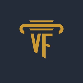 VF initial logo monogram with pillar icon design vector image