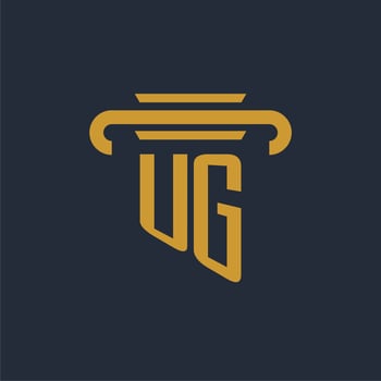 UG initial logo monogram with pillar icon design vector image