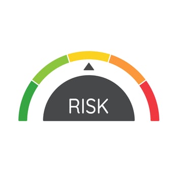 Mileage needle measures the level of business risk. concept of risk management before investing vector
