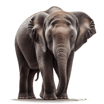 straight face of elephant on transparent background png