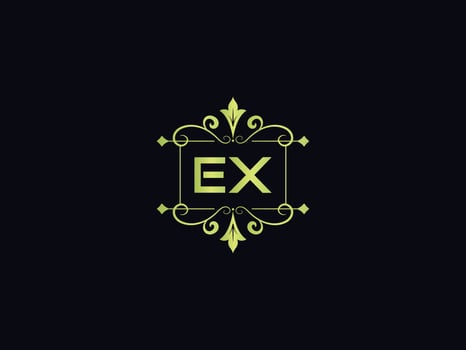Minimal Ex Logo Image, Square Ex Luxury Logo Letter Vector Icon Design
