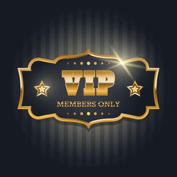 VIP card template with golden and glitter elements. Vector illustration