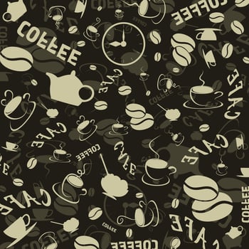 Brown background on a coffee theme. A vector illustration