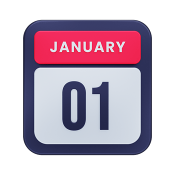 January Realistic Calendar Icon 3D Illustration Date January 01 png