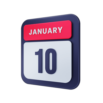 January Realistic Calendar Icon 3D Illustration Date January 10 png