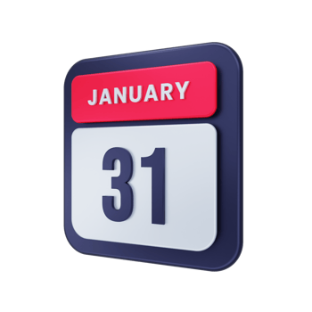 January Realistic Calendar Icon 3D Illustration Date January 31 png