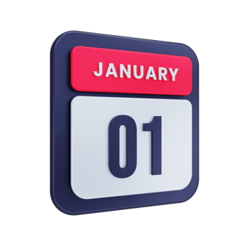 January Realistic Calendar Icon 3D Illustration Date January 01 png