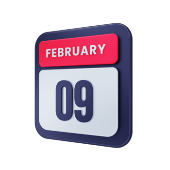 February Realistic Calendar Icon 3D Illustration Date February 09 png