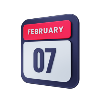 February Realistic Calendar Icon 3D Illustration Date February 07 png