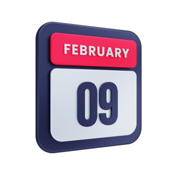 February Realistic Calendar Icon 3D Illustration Date February 09 png