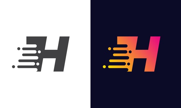 Letter H Logo Fast speed, quick energy drop icon.  Speed Logotype Element vector