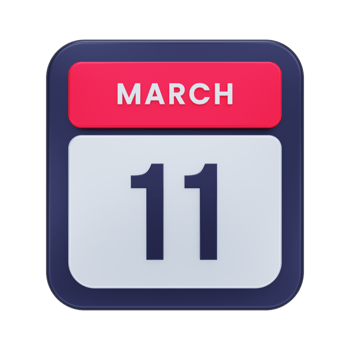 March Realistic Calendar Icon 3D Illustration Date March 11 png