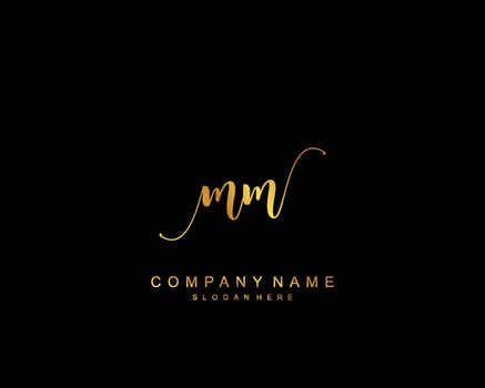 Initial MM beauty monogram and elegant logo design, handwriting logo of initial signature, wedding, fashion, floral and botanical with creative template. vector
