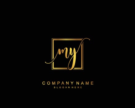 Initial MY beauty monogram and elegant logo design, handwriting logo of initial signature, wedding, fashion, floral and botanical with creative template. vector