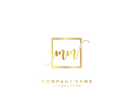 Initial MM beauty monogram and elegant logo design, handwriting logo of initial signature, wedding, fashion, floral and botanical with creative template. vector