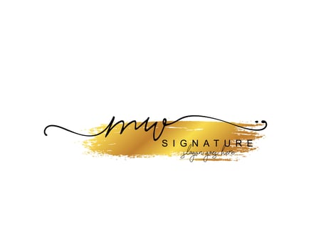 Initial MW beauty monogram and elegant logo design, handwriting logo of initial signature, wedding, fashion, floral and botanical with creative template. vector