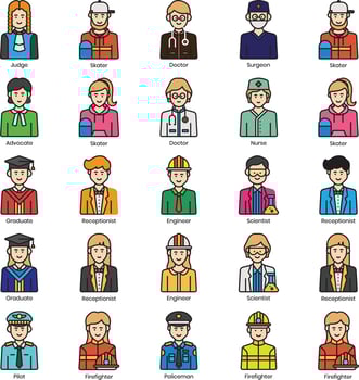 People avatar set. Different men and women characters collection. Isolated vector illustration.