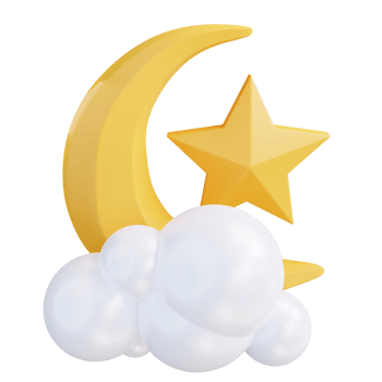 3D Illustration moon stars and clouds png