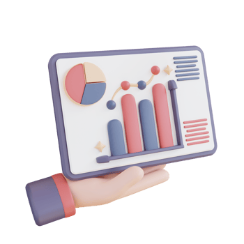 3D Illustration hand and data analysis report png