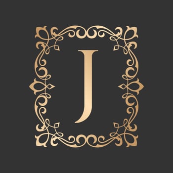 Luxury letter logo with vintage baroque ornament frame vector