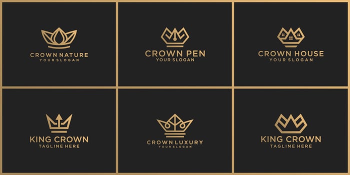 set of crown logo design templates vector