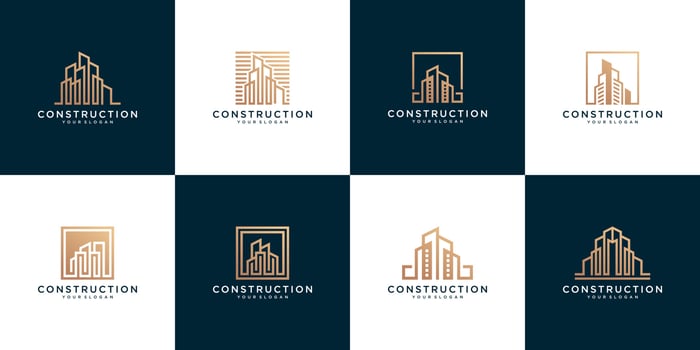 Set of abstract construction building logo templates vector