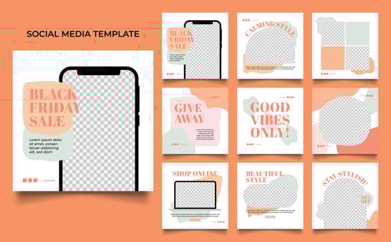 social media template banner fashion sale promotion in white brown color vector