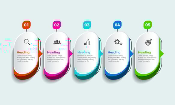 Business vector infographic elements design template, Business concept with 5 options, Modern infographic chart