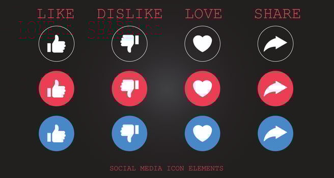 Like Dislike Love Share Social Media Icon Elements Free Download vector