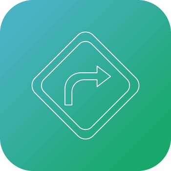 Beautiful Right Turn Ahead line icon vector