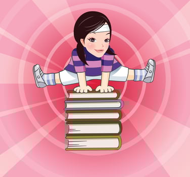 Girl Playing with Books vector