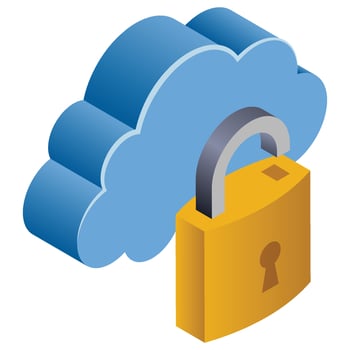 Unlock Cloud - Isometric 3d illustration. vector