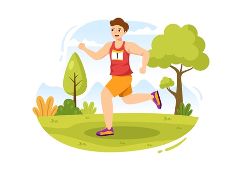 Marathon Race Illustration with People Running, Jogging Sport Tournament and Run to Reach the Finish Line in Flat Cartoon Hand Drawn Template vector