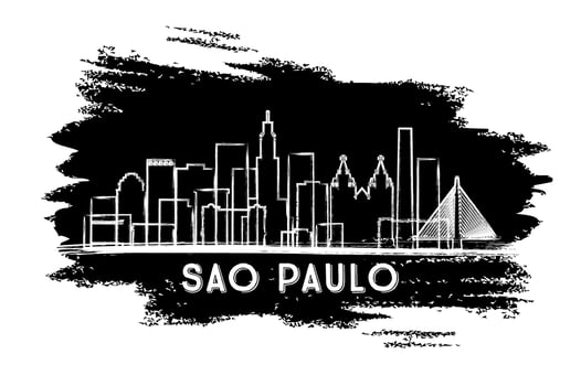 Sao Paulo Brazil City Skyline Silhouette. Hand Drawn Sketch. vector