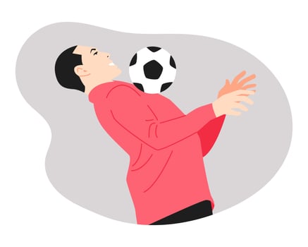 Athlete soccer player in action holding the ball with his chest. the concept of sports themes, training, championships, etc. vector flat colored illustration.