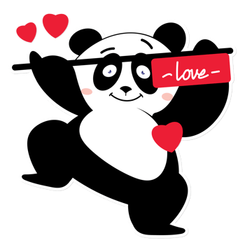 panda love valentine cartoon cute png