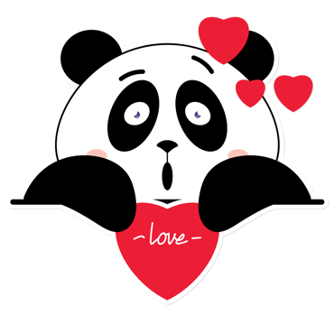 panda love valentine cartoon cute png