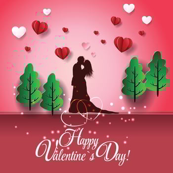 Happy Valentine's day sale header or voucher template with white hanging hearts. vector