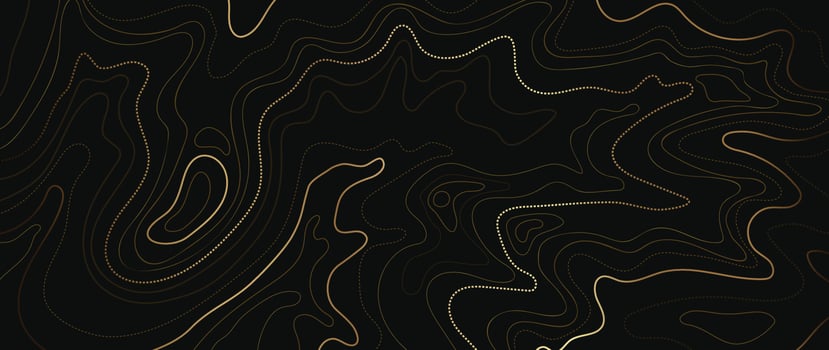 Luxury gold abstract line art background vector. Mountain topographic terrain map background with gold lines texture. Design illustration for wall art, fabric, packaging, web, banner, app, wallpaper. vector
