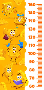 Kids height chart cartoon maasdam and gouda cheese vector
