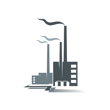 Industrial building, factory or plant icon vector