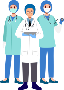 Medical Team . Surgeons with surgical gowns . Cartoon characters . png