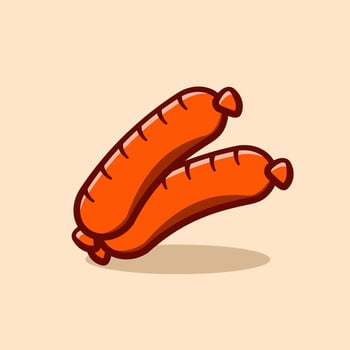 meat sausage cute illustration concept in cartoon style vector