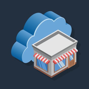 E Store - Isometric 3d illustration. vector