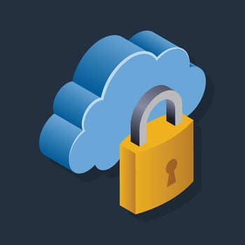 Cloud Security - Isometric 3d illustration. vector