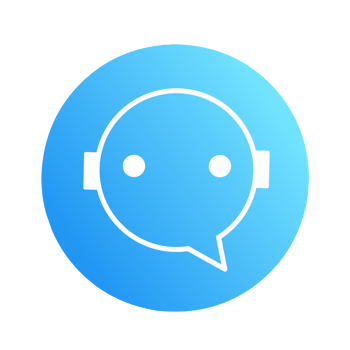 chatbot in modern blue circle png