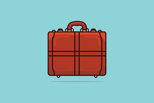 Businessman and Office Suitcase vector illustration. Business object icon concept. Education, learning, business, finance concept. Grey briefcase or schoolbag vector design on blue background.